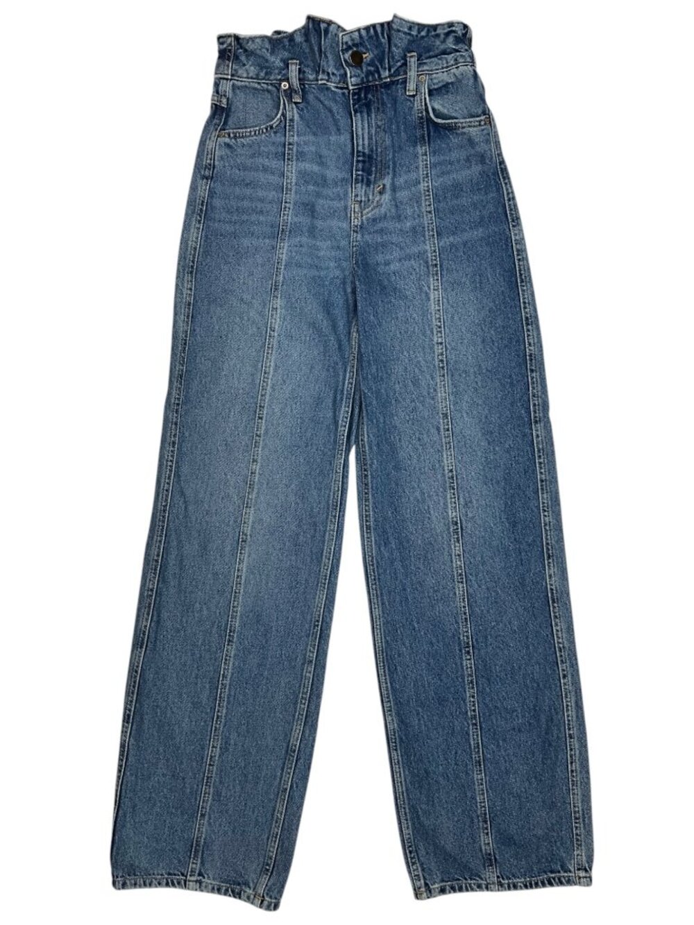 Zara High Waist Tapered Jeans 4 Blue Zip Fly MISSING BELT